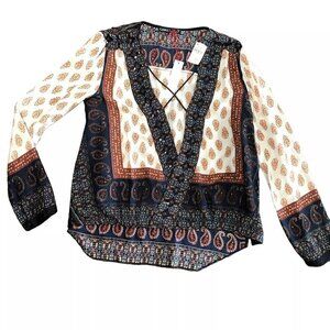 Gypsy05 Silk Boho Blouse NWT Medium Paisley Festival Top Neiman Marcus